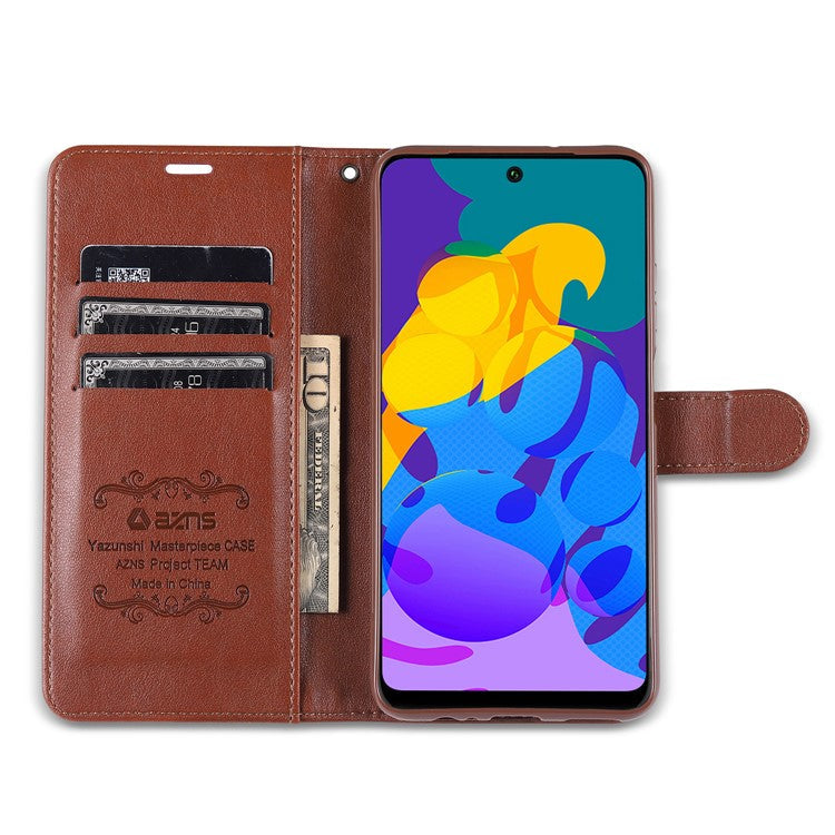 AZNS Wallet Stand Leather Protective Case for Huawei P smart 2021 / Huawei Y7a - Brown