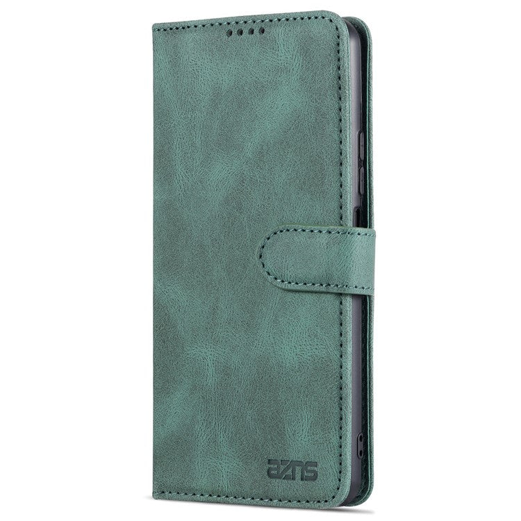 AZNS Phone Cover Magnetic Closure PU Leather Flip Wallet Case Stand Anti-fingerprint Phone Shell for Huawei P smart 2021 / Huawei Y7a - Green