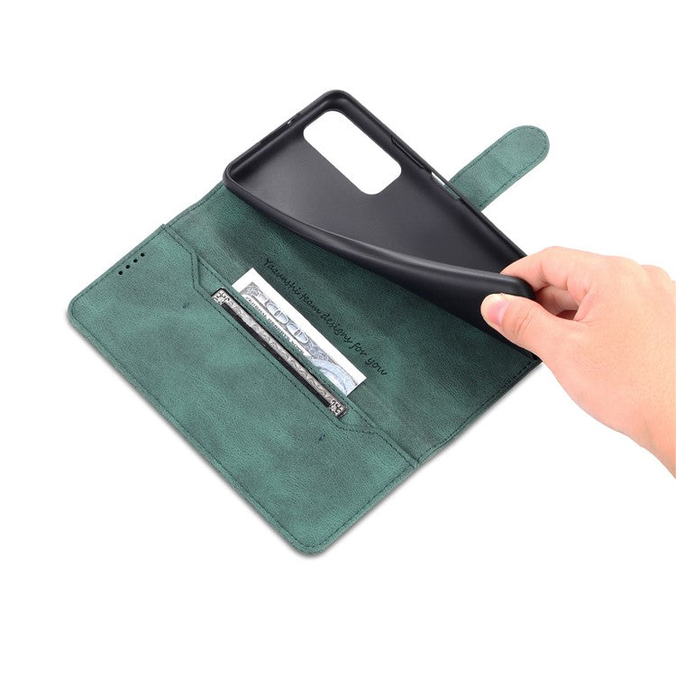 AZNS Phone Cover Magnetic Closure PU Leather Flip Wallet Case Stand Anti-fingerprint Phone Shell for Huawei P smart 2021 / Huawei Y7a - Green