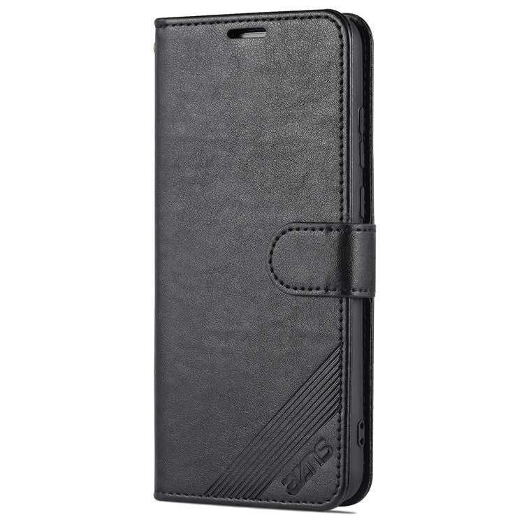 AZNS Textured PU Leather Wallet Case Inner TPU Magnetic Protective Flip Cover with Stand Function for Huawei Enjoy 20e - Black