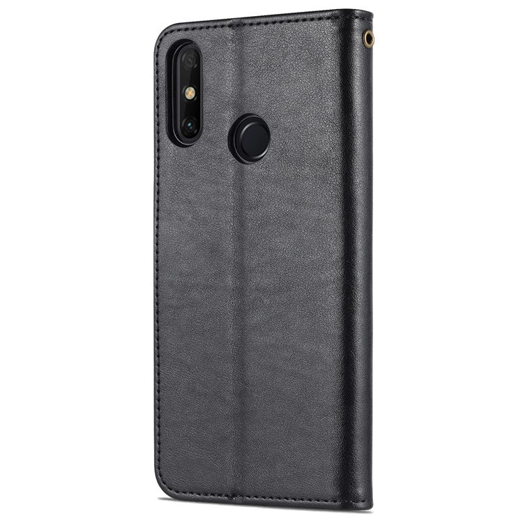 AZNS Textured PU Leather Wallet Case Inner TPU Magnetic Protective Flip Cover with Stand Function for Huawei Enjoy 20e - Black