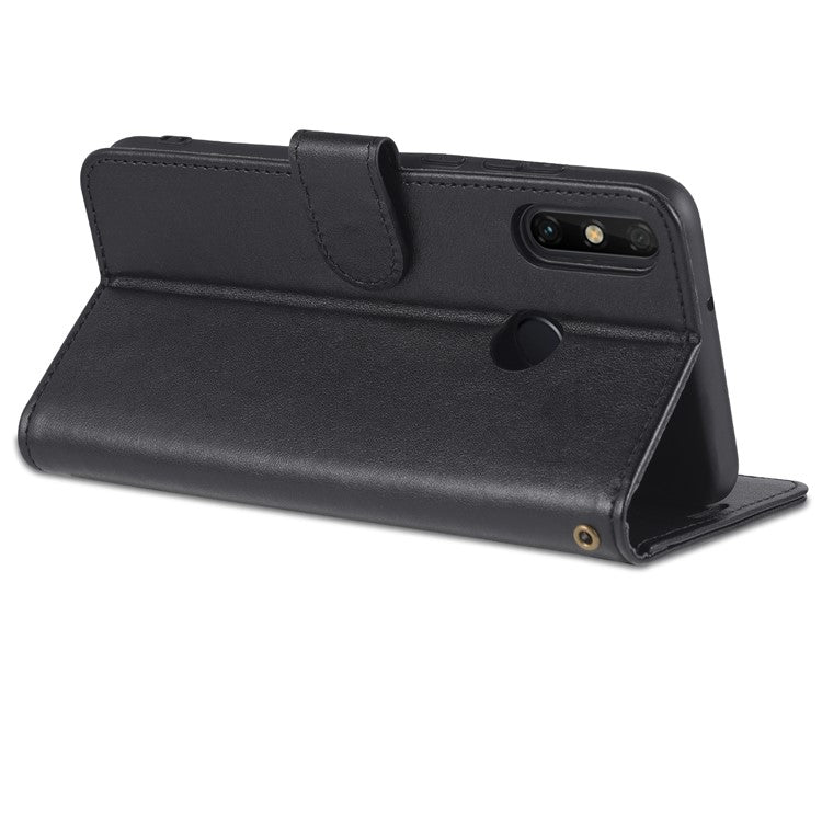 AZNS Textured PU Leather Wallet Case Inner TPU Magnetic Protective Flip Cover with Stand Function for Huawei Enjoy 20e - Black