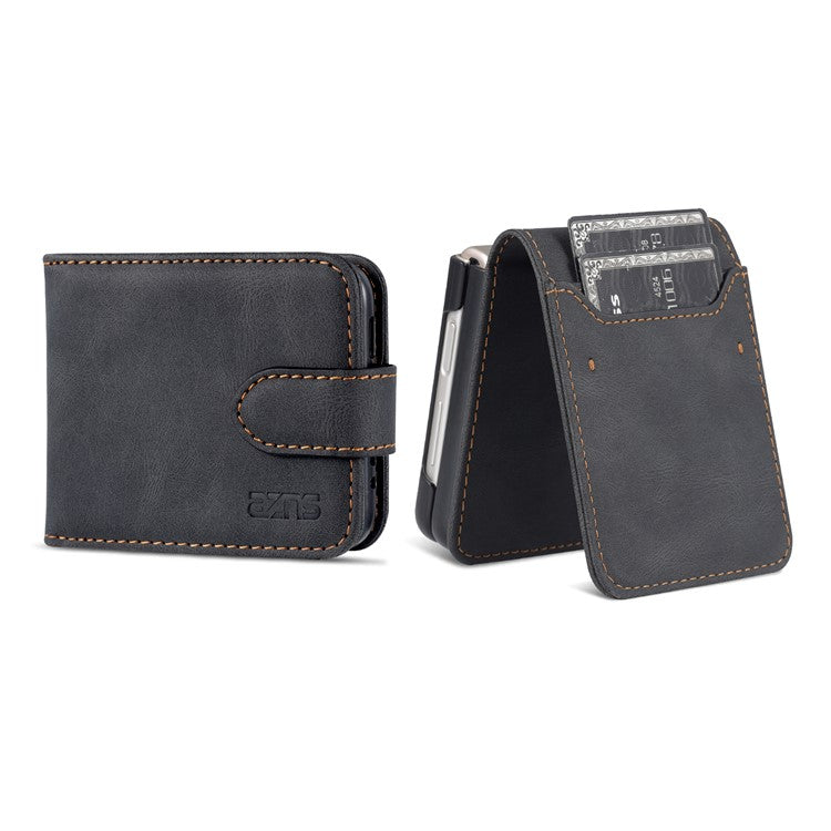 AZNS PU Leather Flip Phone Case for Huawei P50 Pocket / Pocket S, Folding All-Inclusive Protective Phone Cover with Card Slots - Black