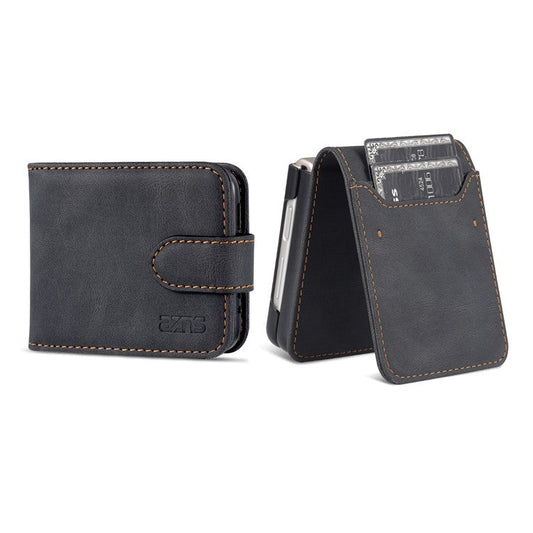 AZNS PU Leather Flip Phone Case for Huawei P50 Pocket / Pocket S, Folding All-Inclusive Protective Phone Cover with Card Slots - Black