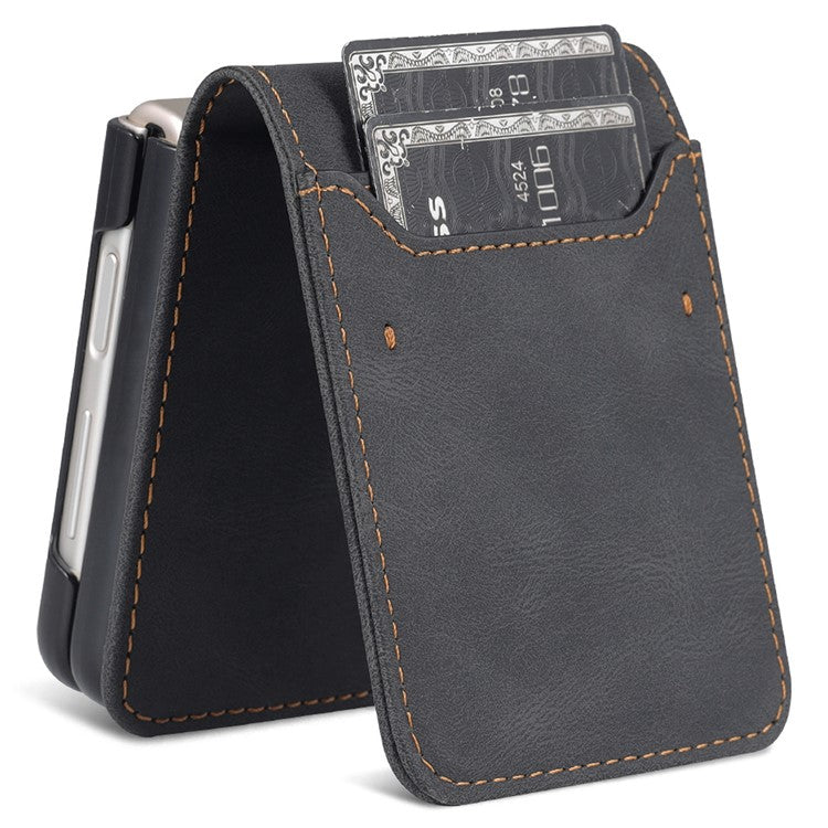 AZNS PU Leather Flip Phone Case for Huawei P50 Pocket / Pocket S, Folding All-Inclusive Protective Phone Cover with Card Slots - Black