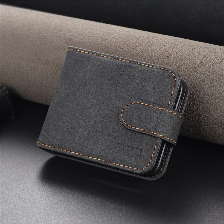 AZNS PU Leather Flip Phone Case for Huawei P50 Pocket / Pocket S, Folding All-Inclusive Protective Phone Cover with Card Slots - Black