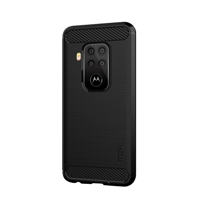 MOFI Carbon Fiber Texture Brushed TPU Phone Casing for Motorola One Zoom - Black
