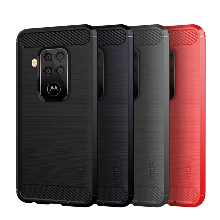 MOFI Carbon Fiber Texture Brushed TPU Phone Casing for Motorola One Zoom - Black