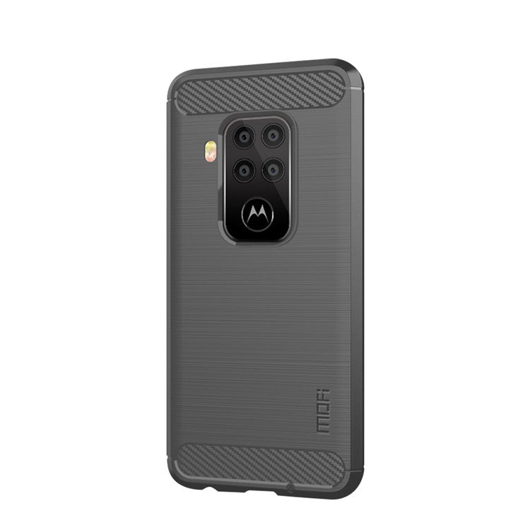 MOFI Carbon Fiber Texture Brushed TPU Phone Casing for Motorola One Zoom - Grey