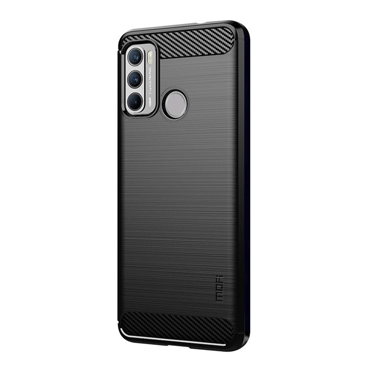 MOFI Brushed Carbon Fiber Design Flexible TPU Cover Well-Protected Case for Motorola Moto G60/G40 Fusion - Black