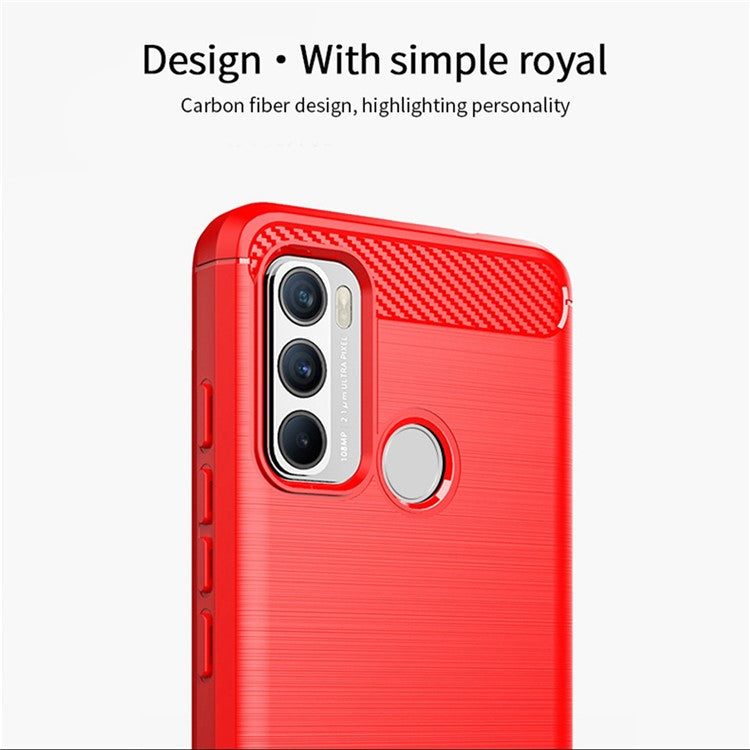 MOFI Brushed Carbon Fiber Design Flexible TPU Cover Well-Protected Case for Motorola Moto G60/G40 Fusion - Black