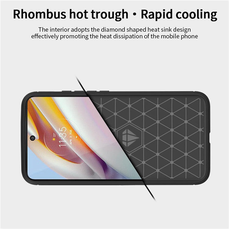 MOFI Brushed Carbon Fiber Design Flexible TPU Cover Well-Protected Case for Motorola Moto G60/G40 Fusion - Red