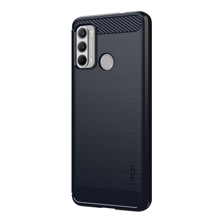 MOFI Brushed Carbon Fiber Design Flexible TPU Cover Well-Protected Case for Motorola Moto G60/G40 Fusion - Blue