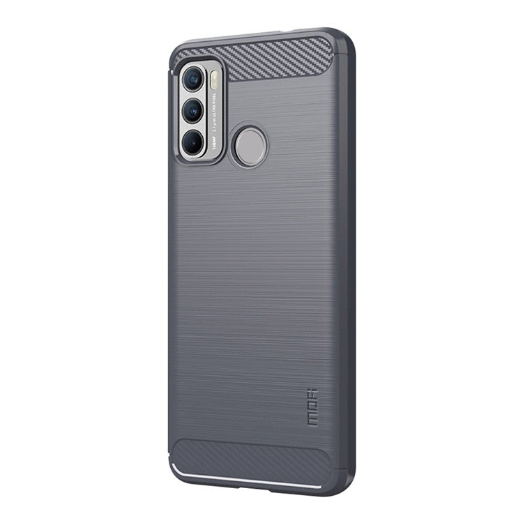 MOFI Brushed Carbon Fiber Design Flexible TPU Cover Well-Protected Case for Motorola Moto G60/G40 Fusion - Grey