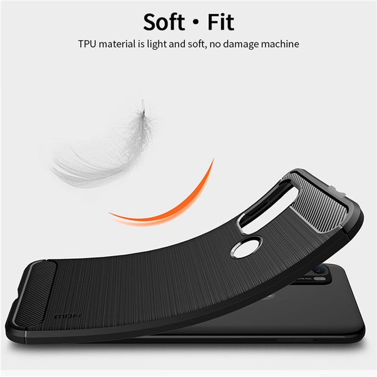 MOFI Brushed Carbon Fiber Design Flexible TPU Cover Well-Protected Case for Motorola Moto G60/G40 Fusion - Grey