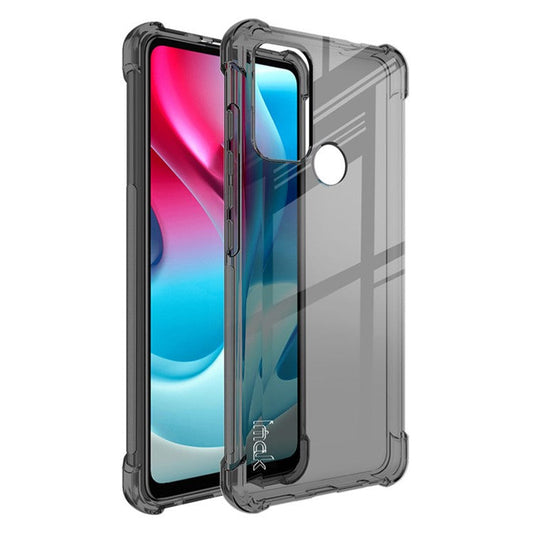 IMAK Transparent Airbag Scratch-Resistant TPU Soft Skin Protective Case with Screen Protector for Motorola Moto G60S - Transparent Black