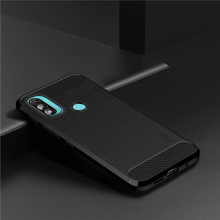 MOFI Brushed Carbon Fiber Design Soft TPU Cover Well-Protected Case for Motorola Moto E20 / E40 - Black
