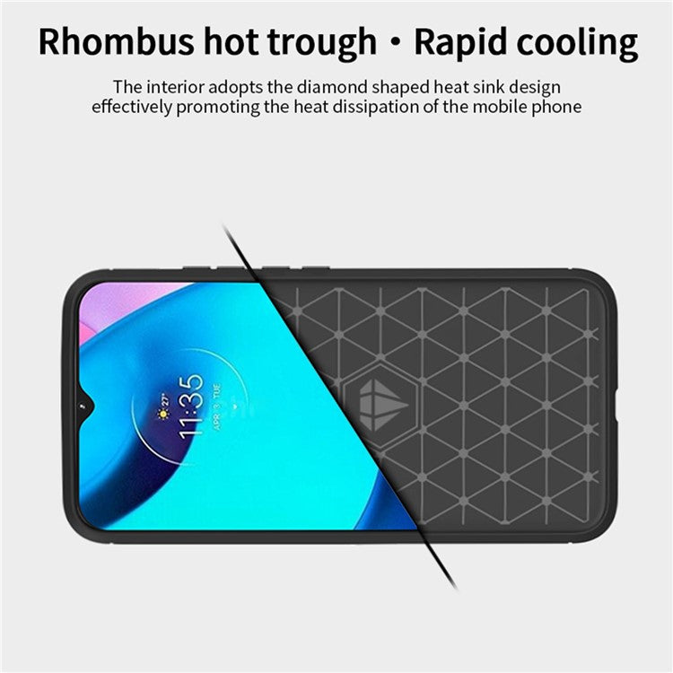 MOFI Brushed Carbon Fiber Design Soft TPU Cover Well-Protected Case for Motorola Moto E20 / E40 - Red