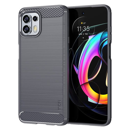 MOFI Soft TPU Cover Brushed Carbon Fiber Design Well-Protected Case for Motorola Edge 20 Lite / Edge 20 Fusion - Grey