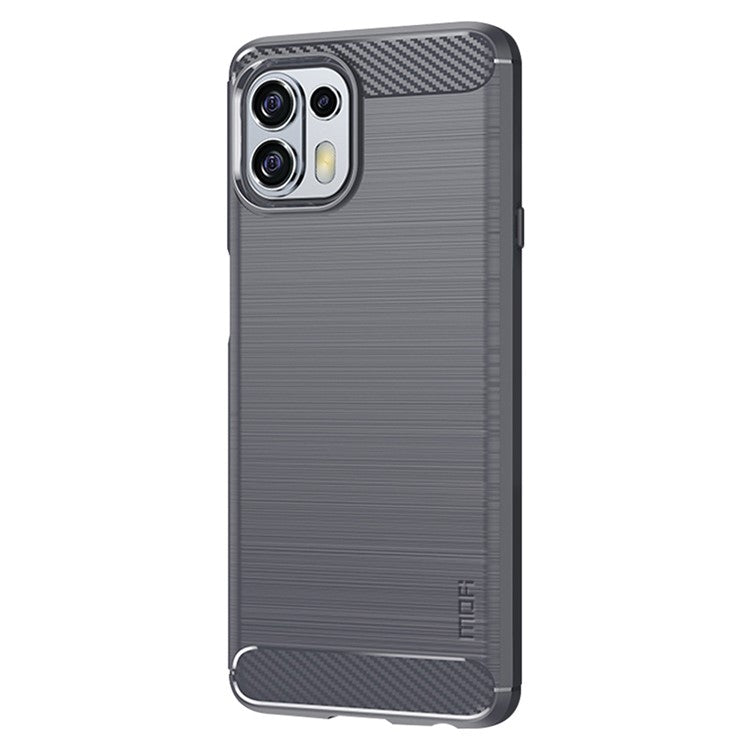 MOFI Soft TPU Cover Brushed Carbon Fiber Design Well-Protected Case for Motorola Edge 20 Lite / Edge 20 Fusion - Grey