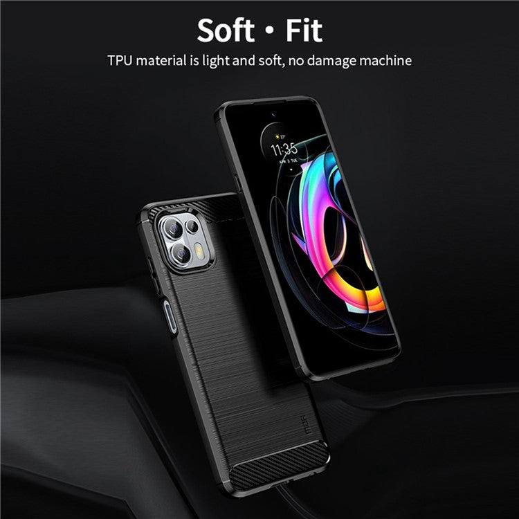 MOFI Soft TPU Cover Brushed Carbon Fiber Design Well-Protected Case for Motorola Edge 20 Lite / Edge 20 Fusion - Grey