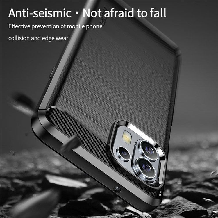 MOFI Soft TPU Cover Brushed Carbon Fiber Design Well-Protected Case for Motorola Edge 20 Lite / Edge 20 Fusion - Grey
