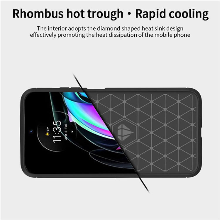 MOFI Soft TPU Cover Brushed Carbon Fiber Design Well-Protected Case for Motorola Edge 20 Lite / Edge 20 Fusion - Grey