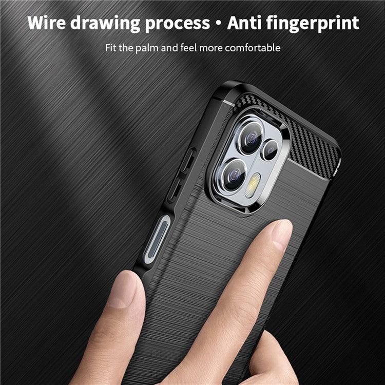 MOFI Soft TPU Cover Brushed Carbon Fiber Design Well-Protected Case for Motorola Edge 20 Lite / Edge 20 Fusion - Grey