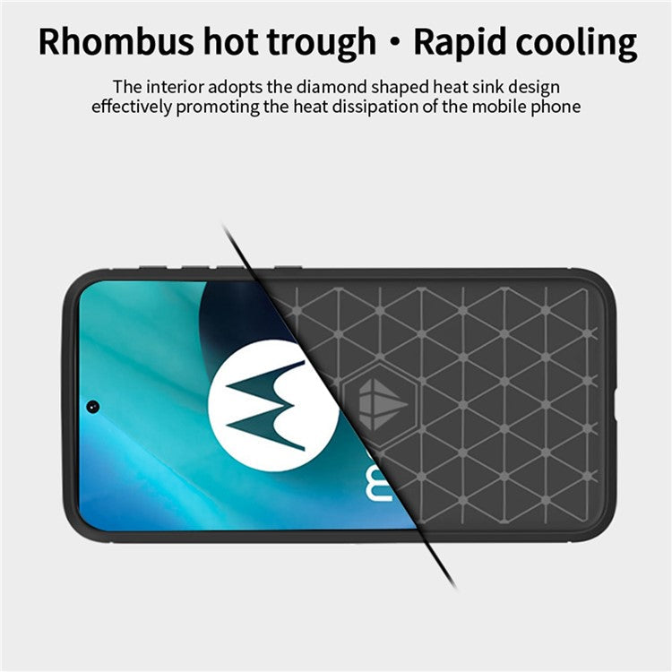 MOFI for Motorola Moto G71 5G Carbon Fiber Texture Stylish Phone Shell Brushed Surface TPU Phone Case - Black