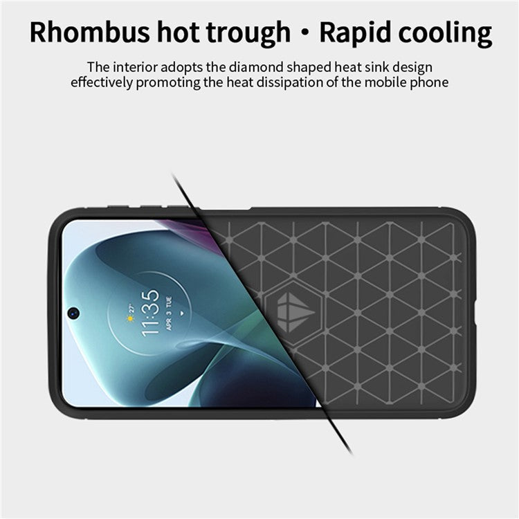 MOFI for Motorola Moto G200 5G/Edge S30 Carbon Fiber Texture TPU Phone Cover Lightweight Brushed Surface Phone Case - Blue