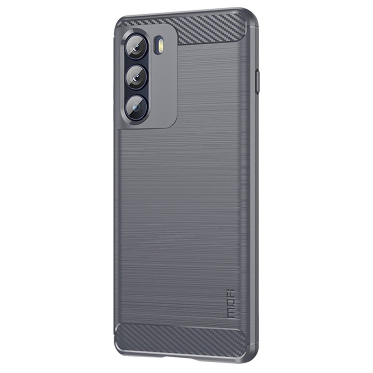 MOFI for Motorola Moto G200 5G/Edge S30 Carbon Fiber Texture TPU Phone Cover Lightweight Brushed Surface Phone Case - Grey