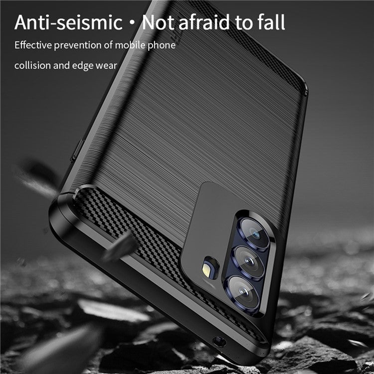 MOFI for Motorola Moto G200 5G/Edge S30 Carbon Fiber Texture TPU Phone Cover Lightweight Brushed Surface Phone Case - Grey