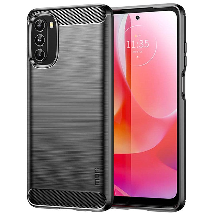 MOFI JK TPU Series-1 for Motorola Moto G 5G (2022) Phone Protector Carbon Fiber Texture Soft TPU Brushed Surface Anti-fall Case - Black