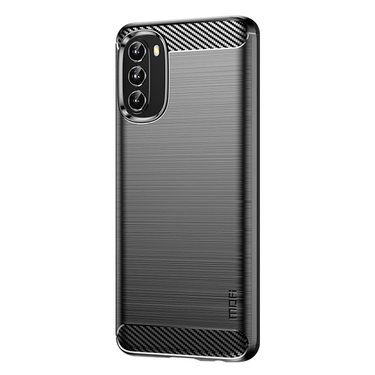 MOFI JK TPU Series-1 for Motorola Moto G 5G (2022) Phone Protector Carbon Fiber Texture Soft TPU Brushed Surface Anti-fall Case - Black