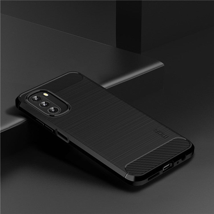 MOFI JK TPU Series-1 for Motorola Moto G 5G (2022) Phone Protector Carbon Fiber Texture Soft TPU Brushed Surface Anti-fall Case - Black