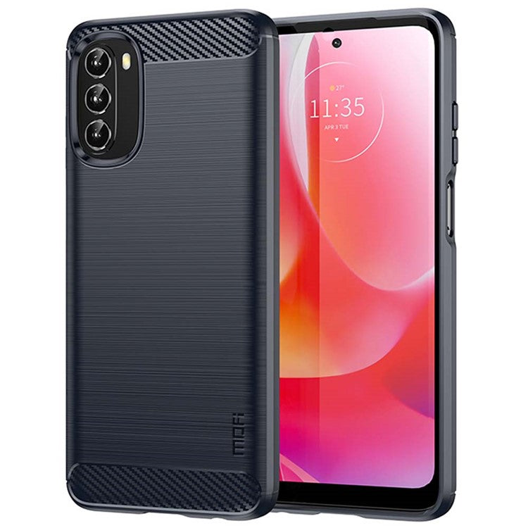 MOFI JK TPU Series-1 for Motorola Moto G 5G (2022) Phone Protector Carbon Fiber Texture Soft TPU Brushed Surface Anti-fall Case - Blue