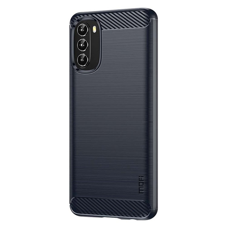 MOFI JK TPU Series-1 for Motorola Moto G 5G (2022) Phone Protector Carbon Fiber Texture Soft TPU Brushed Surface Anti-fall Case - Blue