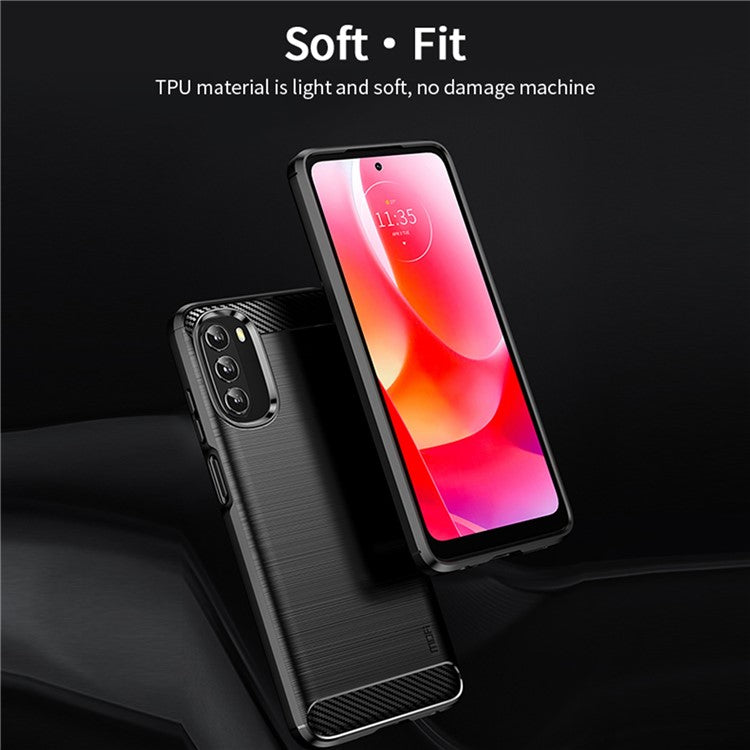 MOFI JK TPU Series-1 for Motorola Moto G 5G (2022) Phone Protector Carbon Fiber Texture Soft TPU Brushed Surface Anti-fall Case - Blue