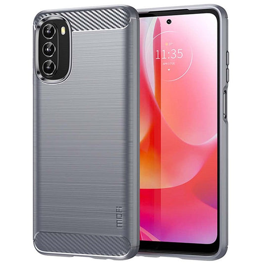 MOFI JK TPU Series-1 for Motorola Moto G 5G (2022) Phone Protector Carbon Fiber Texture Soft TPU Brushed Surface Anti-fall Case - Grey