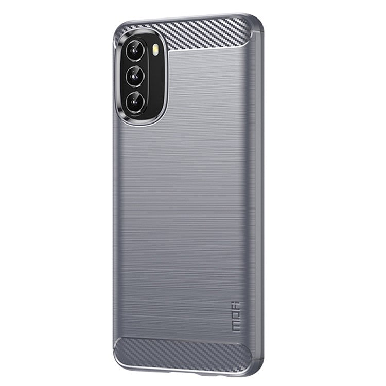 MOFI JK TPU Series-1 for Motorola Moto G 5G (2022) Phone Protector Carbon Fiber Texture Soft TPU Brushed Surface Anti-fall Case - Grey