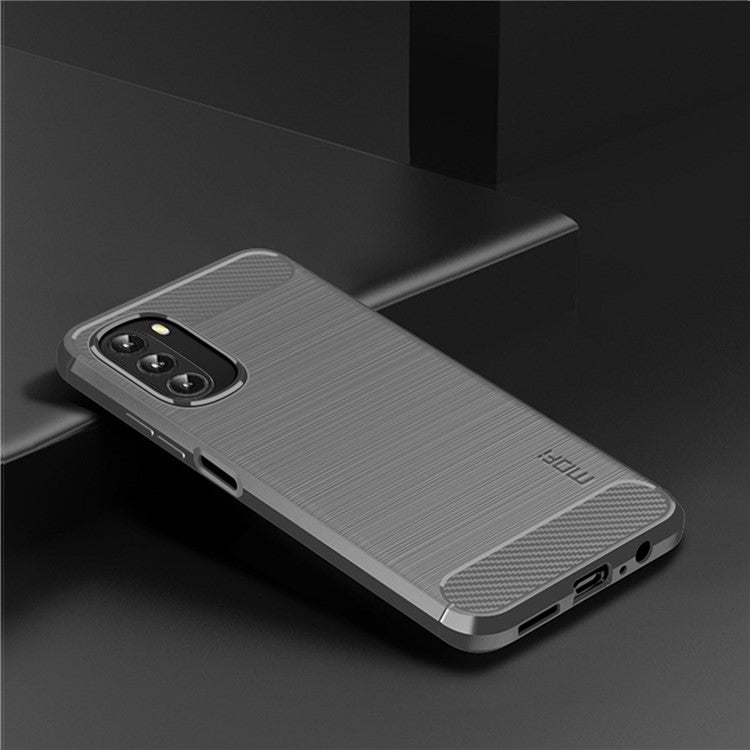 MOFI JK TPU Series-1 for Motorola Moto G 5G (2022) Phone Protector Carbon Fiber Texture Soft TPU Brushed Surface Anti-fall Case - Grey
