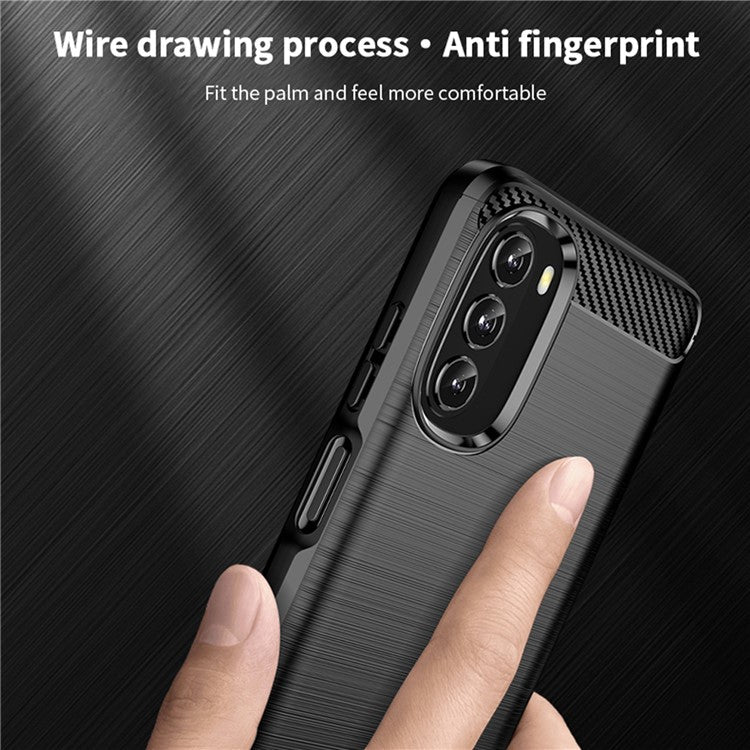 MOFI JK TPU Series-1 for Motorola Moto G 5G (2022) Phone Protector Carbon Fiber Texture Soft TPU Brushed Surface Anti-fall Case - Grey