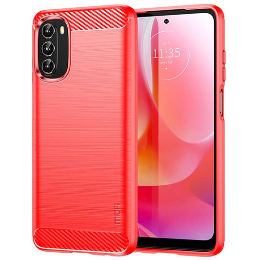 MOFI JK TPU Series-1 for Motorola Moto G 5G (2022) Phone Protector Carbon Fiber Texture Soft TPU Brushed Surface Anti-fall Case - Red