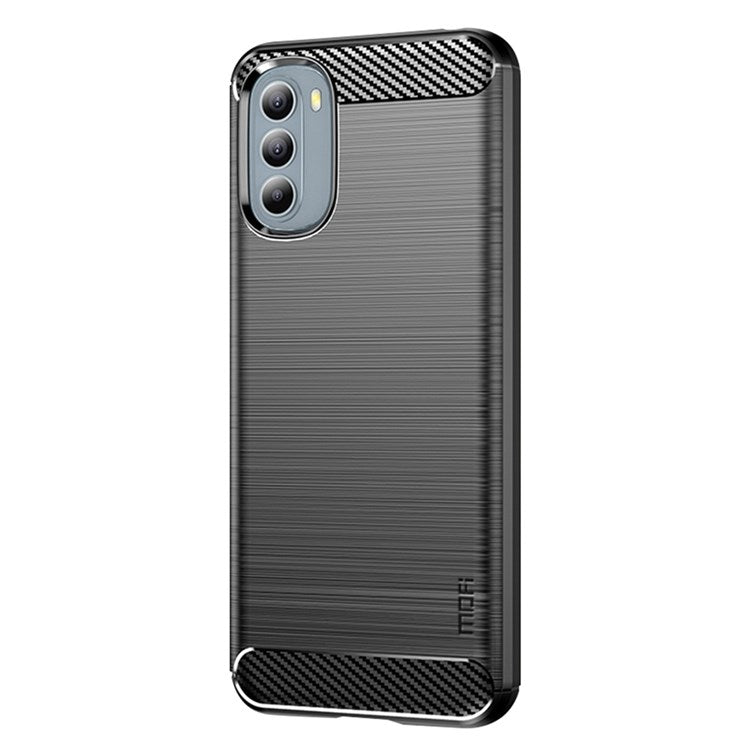 MOFI JK TPU Series-1 for Motorola Moto G31/G41 Brushed Carbon Fiber Texture Soft TPU Phone Case Anti-collision Protective Cover - Black