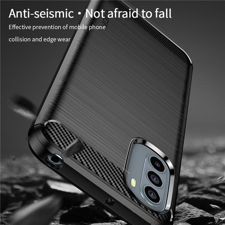 MOFI JK TPU Series-1 for Motorola Moto G31/G41 Brushed Carbon Fiber Texture Soft TPU Phone Case Anti-collision Protective Cover - Black