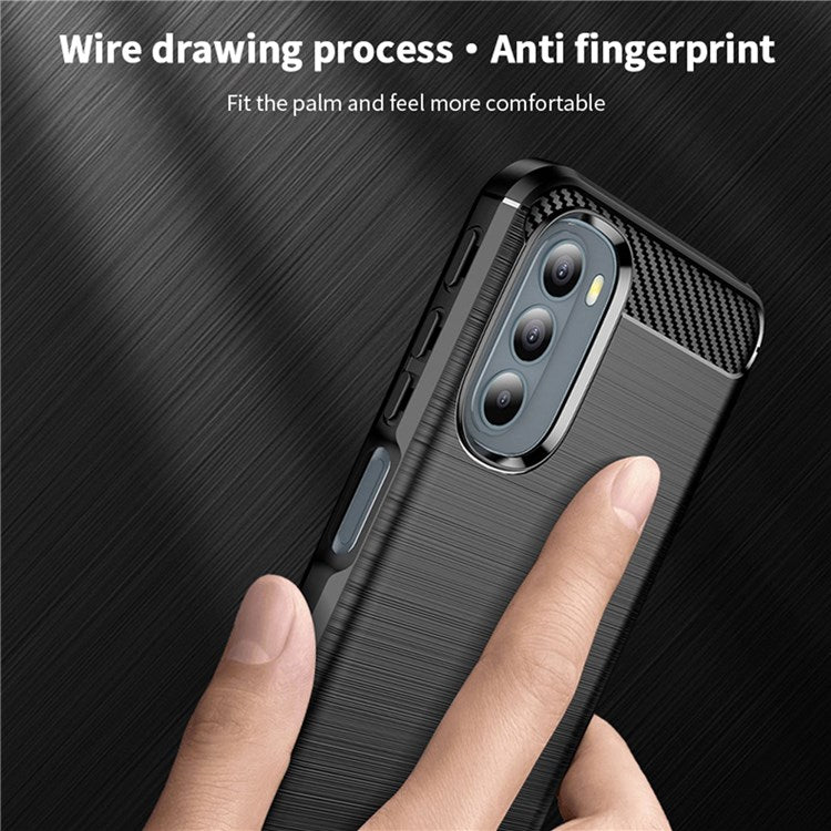 MOFI JK TPU Series-1 for Motorola Moto G31/G41 Brushed Carbon Fiber Texture Soft TPU Phone Case Anti-collision Protective Cover - Black