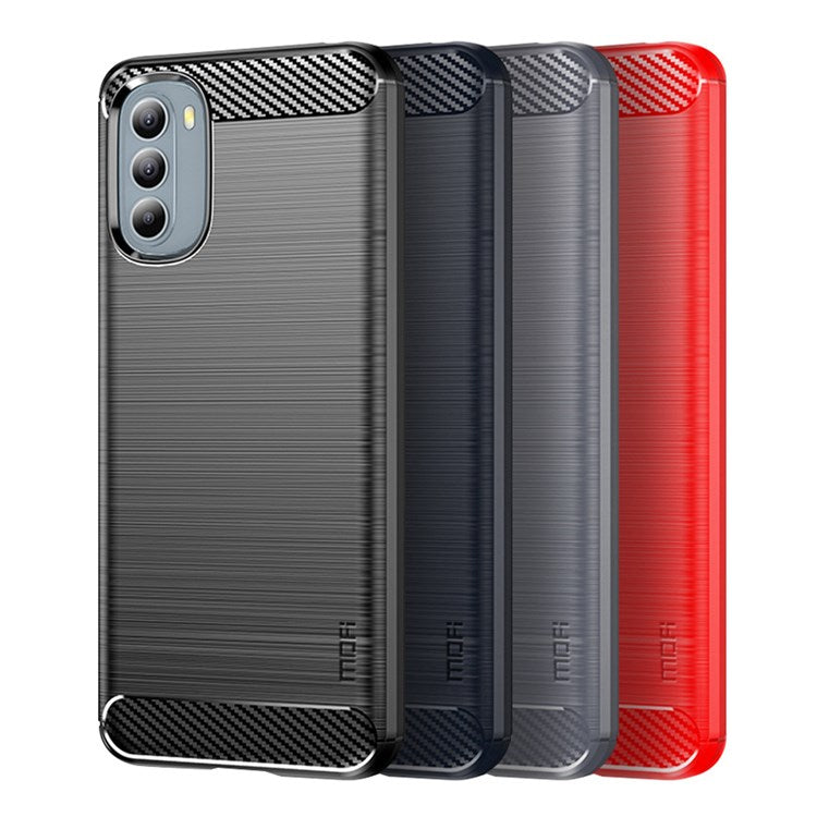 MOFI JK TPU Series-1 for Motorola Moto G31/G41 Brushed Carbon Fiber Texture Soft TPU Phone Case Anti-collision Protective Cover - Black