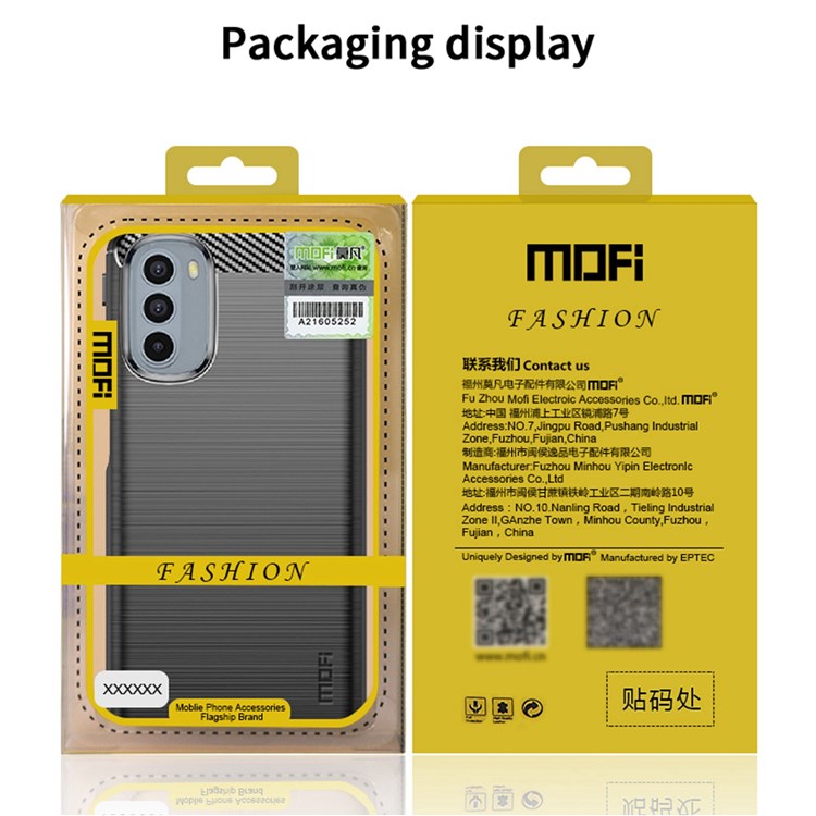 MOFI JK TPU Series-1 for Motorola Moto G31/G41 Brushed Carbon Fiber Texture Soft TPU Phone Case Anti-collision Protective Cover - Black