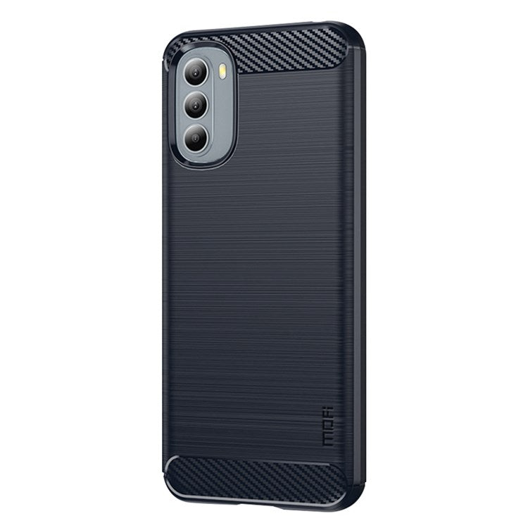 MOFI JK TPU Series-1 for Motorola Moto G31/G41 Brushed Carbon Fiber Texture Soft TPU Phone Case Anti-collision Protective Cover - Blue
