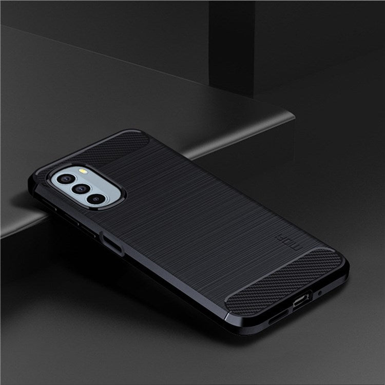 MOFI JK TPU Series-1 for Motorola Moto G31/G41 Brushed Carbon Fiber Texture Soft TPU Phone Case Anti-collision Protective Cover - Blue